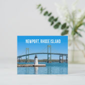 Newport Harbor Lighthouse Bridge Rhode Island RI Briefkaart (Staand voorkant)