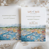 Newport Harbour Save the Date Waterverf aan zee Kaart