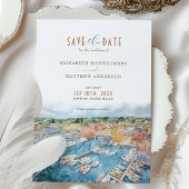 Newport Harbour Save the Date Waterverf aan zee Kaart