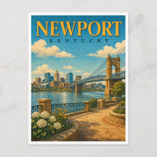Newport Kentucky Riverfront Silhouette GeoSaga Briefkaart