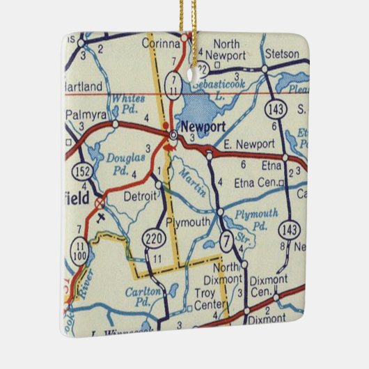 Newport Maine  Map Keramisch Ornament (Rechts)