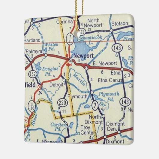 Newport Maine  Map Keramisch Ornament (Links)