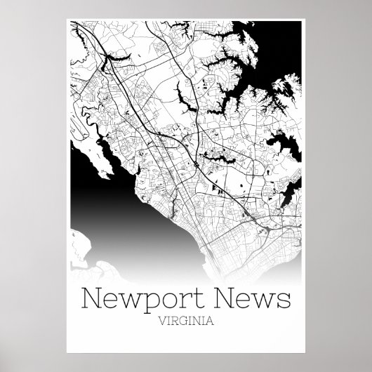 Newport News Map - Virginia - City Map Poster (Voorkant)