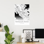 Newport News Map - Virginia - City Map Poster (Thuiskantoor)