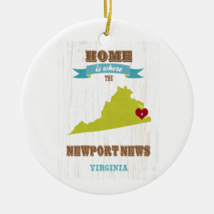 Newport News, Virginia Map - Home is waar Keramisch Ornament