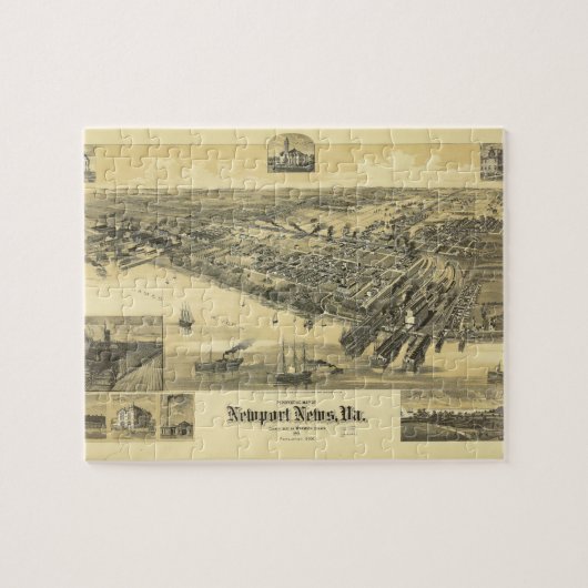 Newport News Virginia Warwick County Map 1891 Legpuzzel (Horizontaal)
