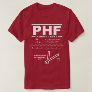 Newport News Williamsburg Int'l Airport PHF T-shirt