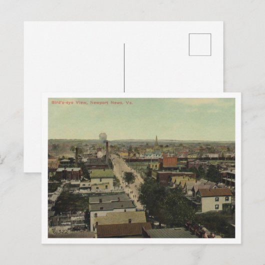Newport Nieuws VA, Bird's Eye Uitzicht 1911 Briefkaart (Voorkant / Achterkant)