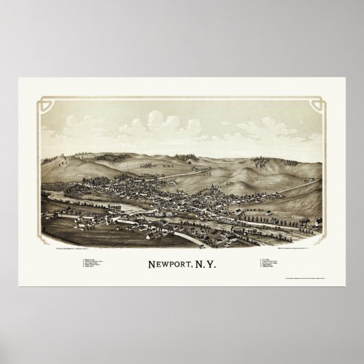 Newport, NY Panoramic Map - 1890 Poster (Voorkant)