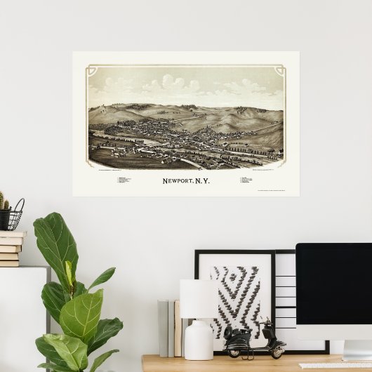 Newport, NY Panoramic Map - 1890 Poster (Thuiskantoor)