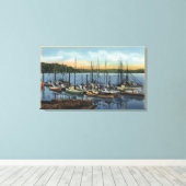 Newport, Oregon - Salmon Vist Fleet in Yaquin Canvas Afdruk (Insitu (Houten vloer))