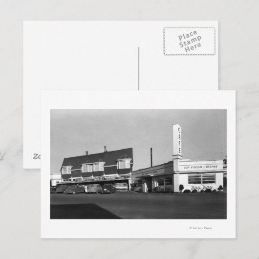 Newport, Oregon Uitzicht of Bay Way Caf � Foto Briefkaart (Voorkant / Achterkant)