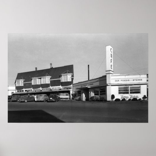 Newport, Oregon Uitzicht of Bay Way Caf � Foto Poster (Voorkant)