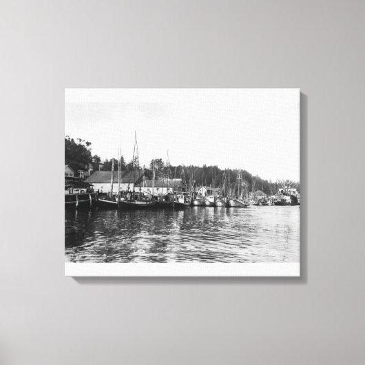 Newport, Oregon Waterfront Uitzicht van de Geviste Canvas Afdruk (Voorkant)