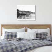 Newport, Oregon Waterfront Uitzicht van de Geviste Canvas Afdruk (Insitu (Slaapkamer))