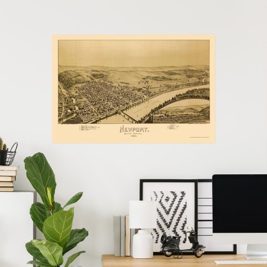 Newport, PA Panoramic Map - 1895 Poster (Thuiskantoor)
