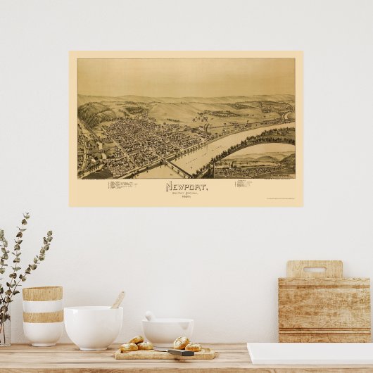 Newport, PA Panoramic Map - 1895 Poster (Keuken)