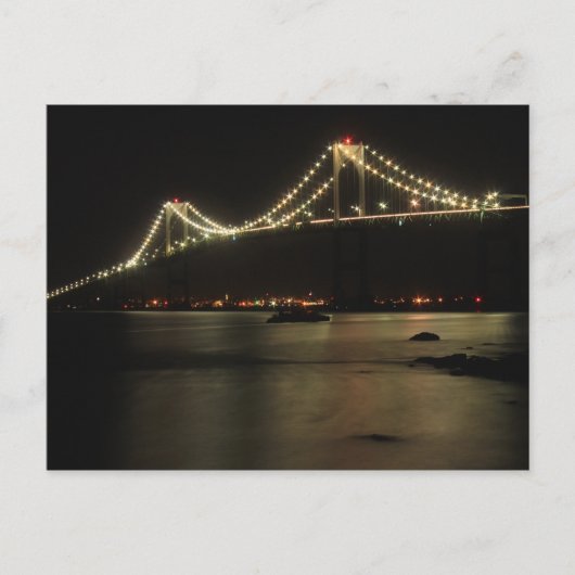 Newport Pell Bridge Narragansett Bay Night Briefkaart (Voorkant)