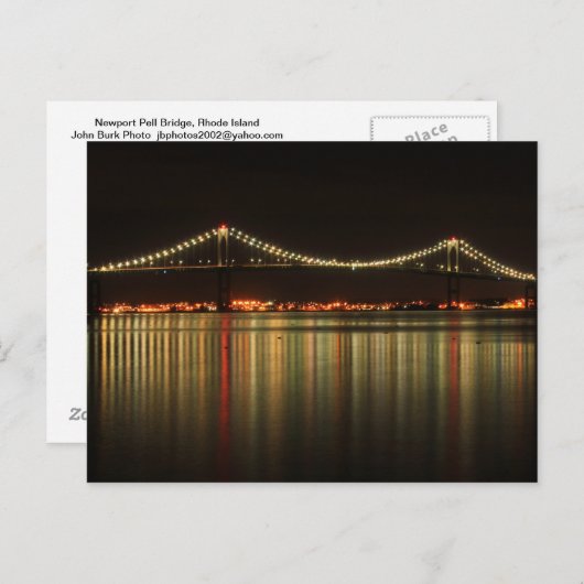Newport Pell Bridge op Night Rhode Island Briefkaart (Voorkant / Achterkant)