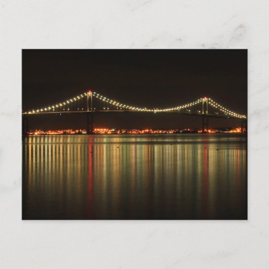 Newport Pell Bridge op Night Rhode Island Briefkaart (Voorkant)