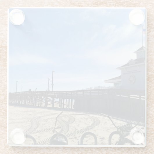 Newport Pier, Newport Beach, Californië Glazen Onderzetter (Achterkant)