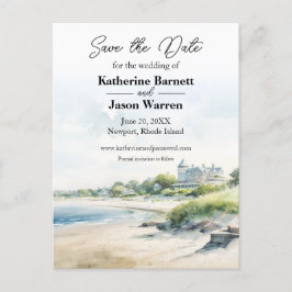 Newport Rhode Island Beach Waterverf Briefkaart