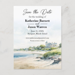 Newport Rhode Island Beach Waterverf Briefkaart