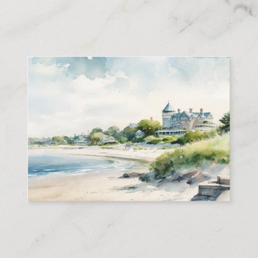 Newport Rhode Island Beach Waterverf Bruiloft Informatiekaartje (Achterkant)