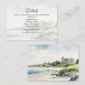 Newport Rhode Island Beach Waterverf Bruiloft Informatiekaartje (Voorkant / Achterkant)