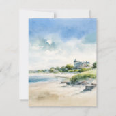 Newport Rhode Island Beach Waterverf Bruiloft Kaart (Achterkant)
