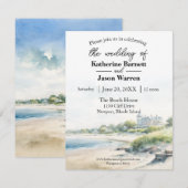Newport Rhode Island Beach Waterverf Bruiloft Kaart (Voorkant / Achterkant)