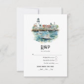 Newport, Rhode Island Bestemming Bruiloft RSVP Kaartje (Voorkant)