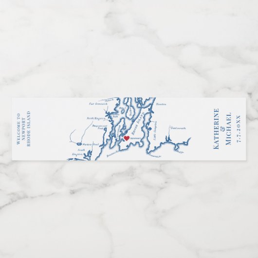 Newport Rhode Island bestemming bruiloft Waterfles Etiket (Enkel label)