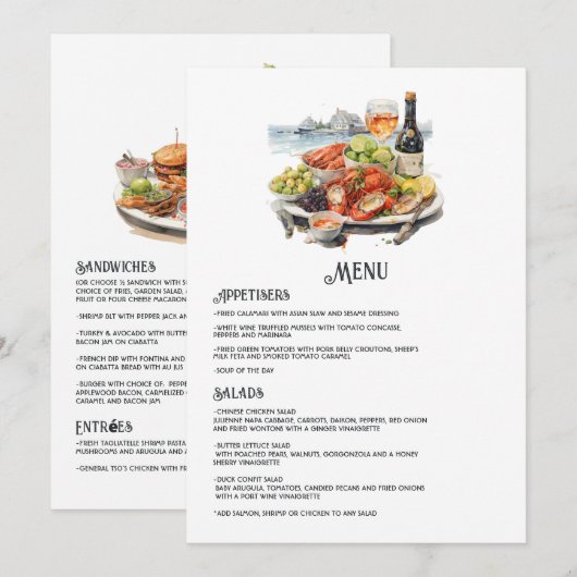 Newport, Rhode Island Bestemming Trouwen Menu (Voorkant / Achterkant)