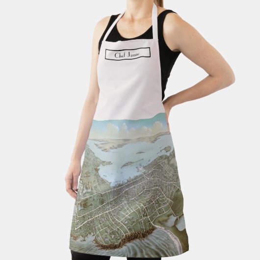 Newport Rhode Island Birdseye Uitzicht kaart Schort (Insitu)