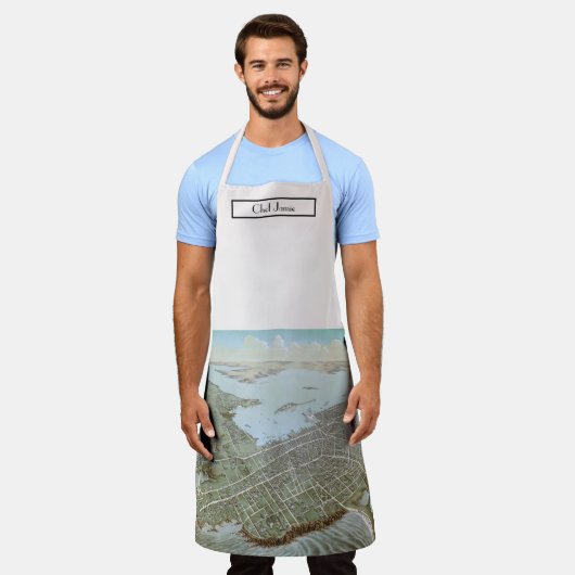 Newport Rhode Island Birdseye Uitzicht kaart Schort (Gedragen)