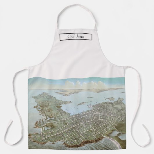 Newport Rhode Island Birdseye Uitzicht kaart Schort (Voorkant)