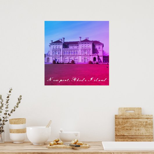 Newport, Rhode Island Cliff Walk Beach Mansion Poster (Keuken)