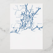 Newport Rhode Island Elegant Navy Blue Bruiloft Folie Uitnodiging (Achterkant)