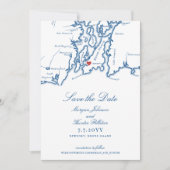 Newport Rhode Island Elegant Navy Blue Bruiloft Save The Date (Voorkant)