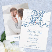 Newport Rhode Island Elegant Navy Blue Bruiloft Save The Date