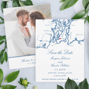 Newport Rhode Island Elegant Navy Bruiloft Save The Date