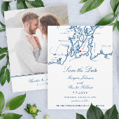 Newport Rhode Island Elegant Navy Bruiloft Save The Date