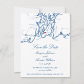 Newport Rhode Island Elegant Navy Bruiloft Save The Date (Voorkant)