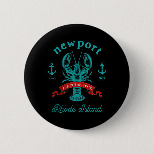 Newport Rhode Island Kreeften Vissen Vakantie Stra Ronde Button 5,7 Cm