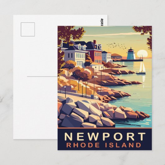 Newport, Rhode Island, kust, Reizen Briefkaart (Voorkant / Achterkant)