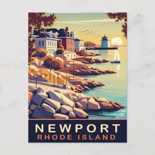 Newport, Rhode Island, kust, Reizen Briefkaart (Voorkant)