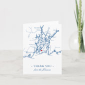 Newport Rhode Island Map met Heart Navy Wedding Bedankkaart (Voorkant)
