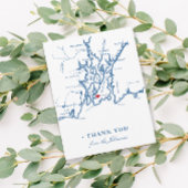 Newport Rhode Island Map met Heart Navy Wedding Bedankkaart