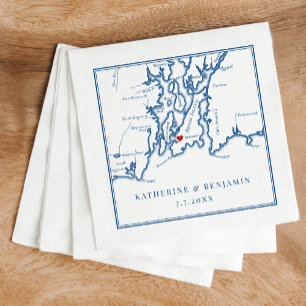 Newport Rhode Island Map Navy Elegant Wedding Servet